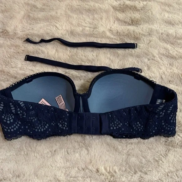 Victoria’s Secret Dream Angels strapless bra navy blue lace 32b - Picture 4 of 6